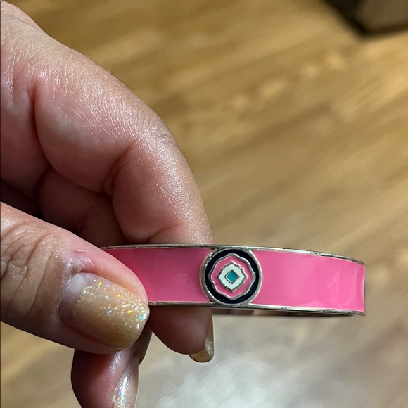 Vera Bradley Pink Floral Enamel  silver tone Bangle Bracelet Vintage - Picture 14 of 16